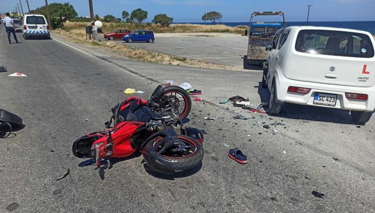 Lapta’da meydana gelen trafik kazasında motosiklet sürücüsü yaralandı