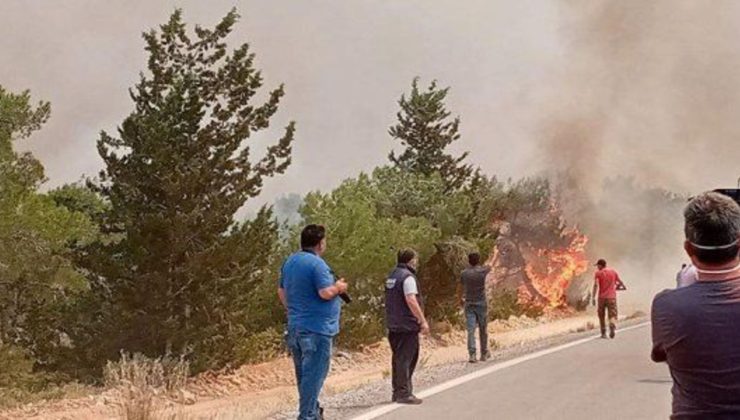 Tepebaşı’nda bir arazi içerisinde kopan elektrik tellerinden çıkan kıvılcımlar yangına neden oldu