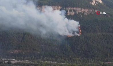 Karabük’teki orman yangını havadan böyle görüntülendi