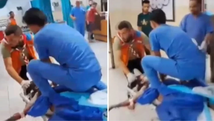 Gazze’de bir doktor kalbi duran kişiyi hayata döndürmek için böyle çabaladı