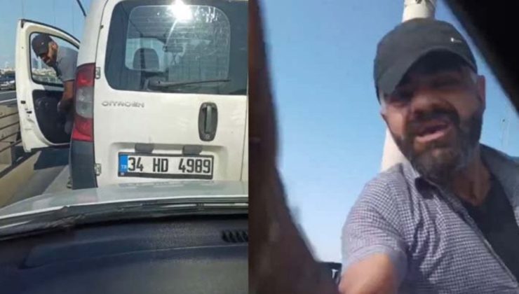 Köprüde trafik magandası! Bir ailenin korku dolu anları