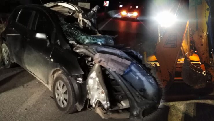 Girne-Tatlısu ana yolunda meydana gelen trafik kazasında, yükleyicinin (Şiro) kepçesine çarpan sürücü yaralandı