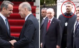 Cumhurbaşkanı Erdoğan’ın uzun boylu ve bıyıklı koruması Yunanistan’da gündem oldu