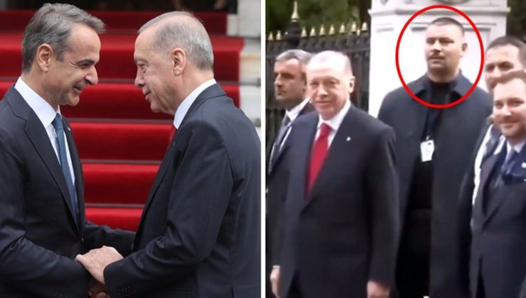 Cumhurbaşkanı Erdoğan’ın uzun boylu ve bıyıklı koruması Yunanistan’da gündem oldu