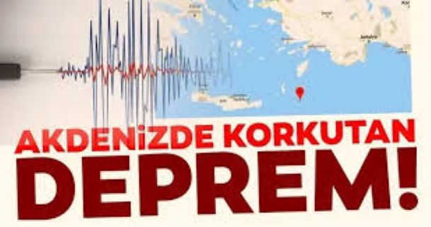 Akdeniz’de korkutan deprem, 4,2 büyüklüğünde deprem meydana geldi.