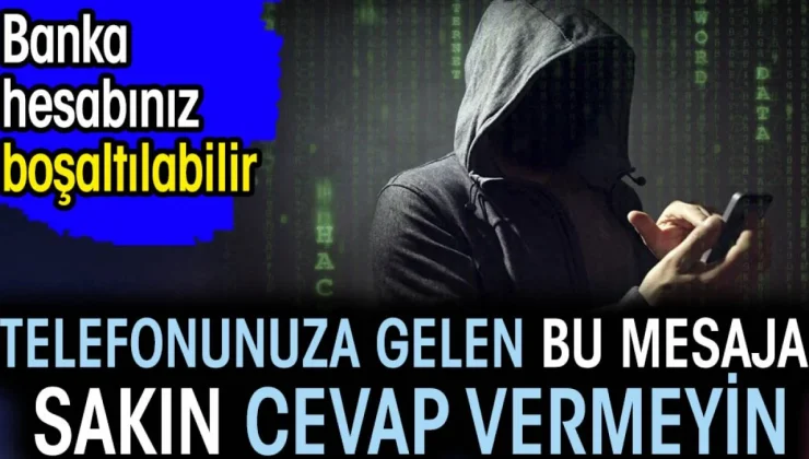 Telefonunuza gelen bu mesaja sakın cevap vermeyin. Banka hesabınız boşaltılabilir