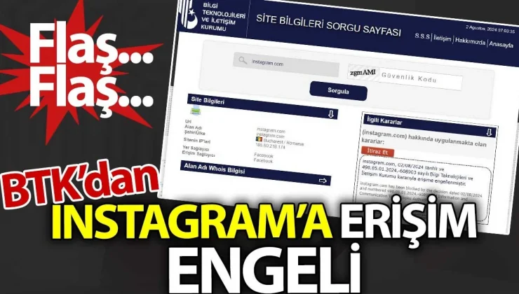 Flaş… Flaş… BTK’dan Instagram’a erişim engeli