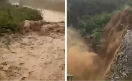 Trabzon’dan gelen görüntü dehşete düşürdü! Derenin taşma anı böyle kaydedildi