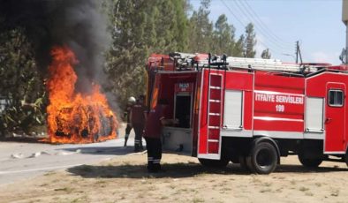 K. Kaymaklı’da park halindeki araçta yangın çıktı araç kullanılmaz hale geldi