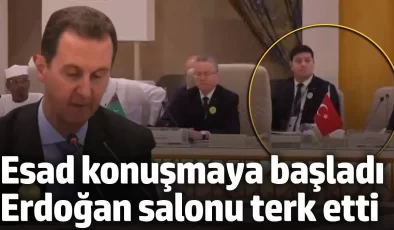 Esad konuşmaya başladı, Erdoğan salonu terk etti